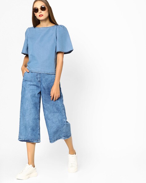 Buy Light Blue Trousers & Pants for Women by AJIO Online