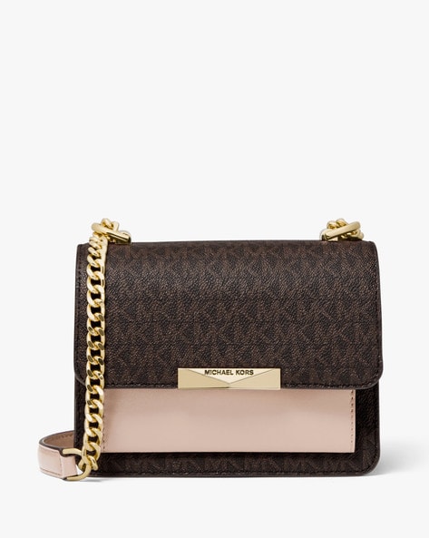 Buy Michael Kors Jade Extra-Small Logo & Leather Crossbody Bag | Brown  Color Women | AJIO LUXE