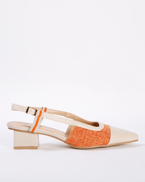 orange slingbacks