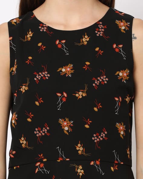 Floral Print Skater Dress with Back Cut-Out (Image - 2)