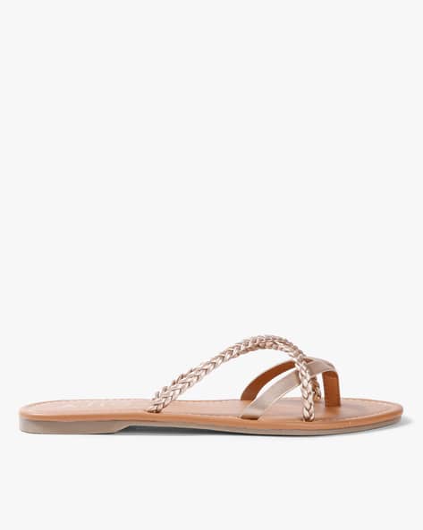 Slip-On Thong-Strap Flats with Braided Straps