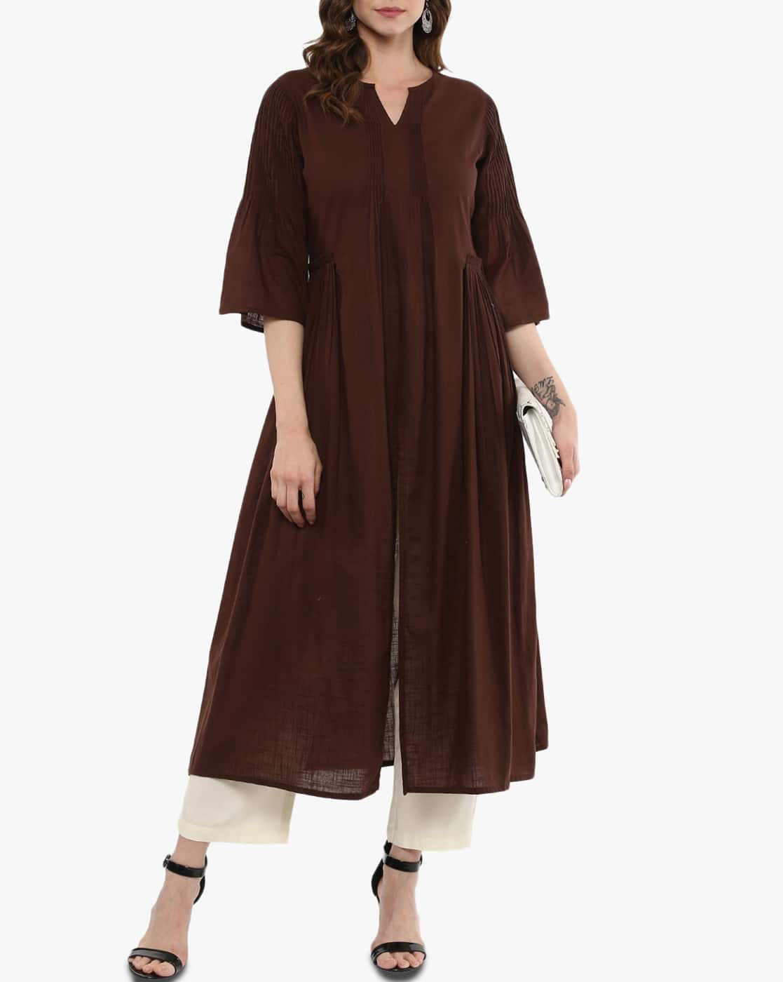 coffee colour kurti combination