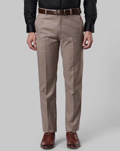 Textured Straight Fit Trousers