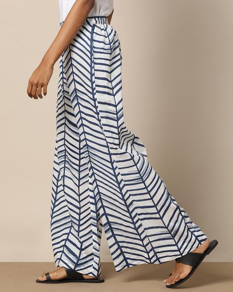 Indigo Cotton Palazzo Pants