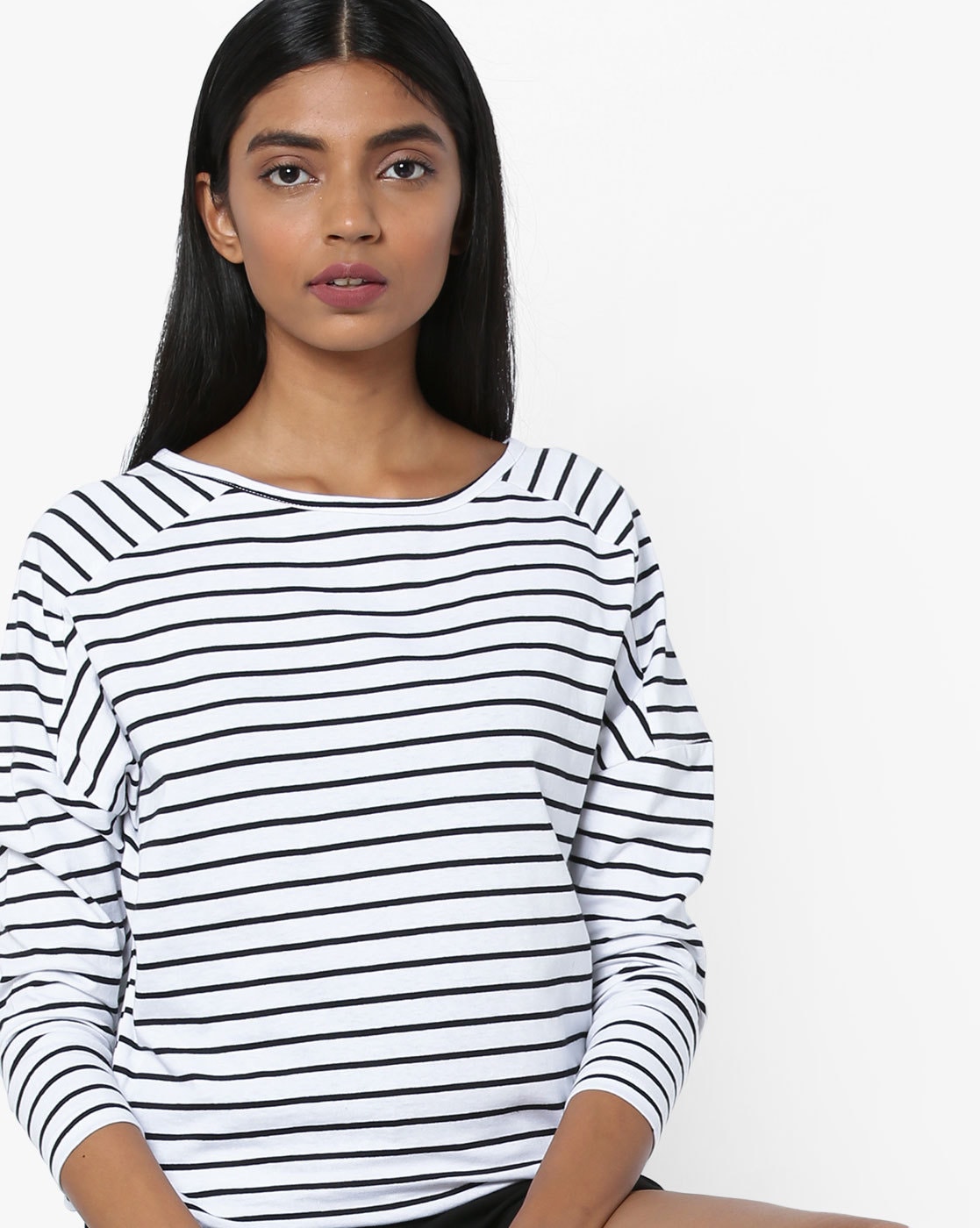 Striped T-shirt with Drop Sleeves