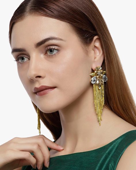 Buy Gold Toned Earrings for Women by ZAVERI PEARLS Online | Ajio.com