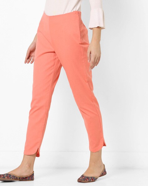 Straight Fit Pants with Vented Hems Price in India