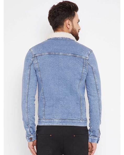 Zara Man Zara Men's Fleece Trim Denim Jacket Relaxed Fit India | Ubuy