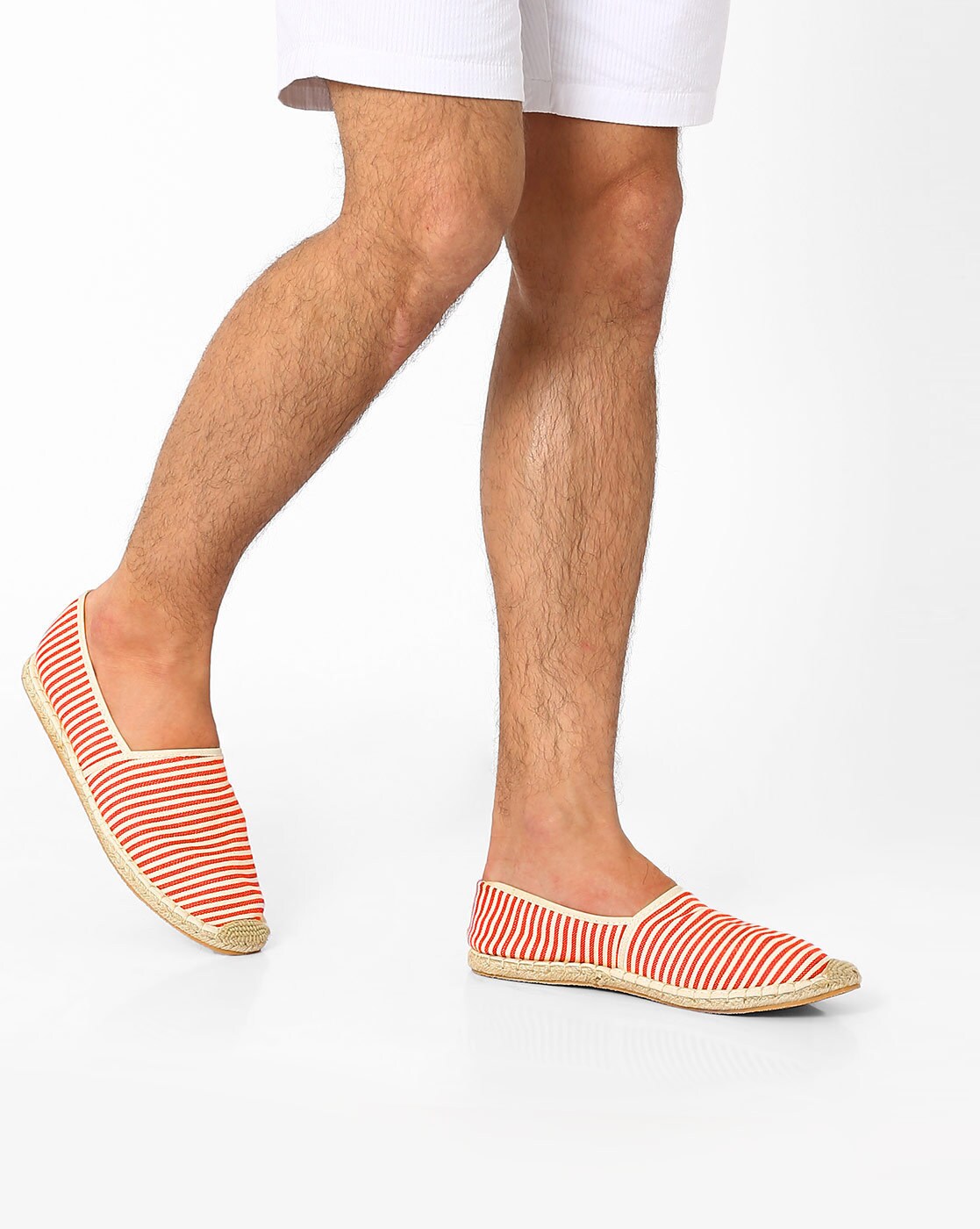 red and white striped espadrilles