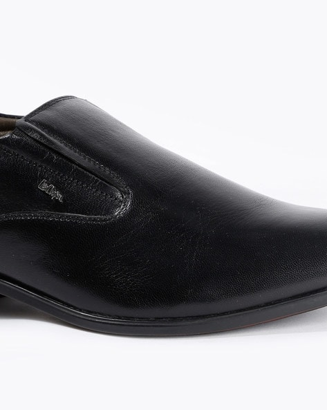 black pointed slip on shoes