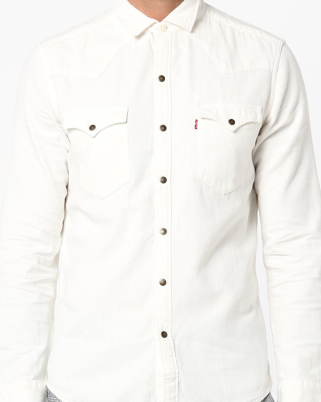 levi's white denim shirt