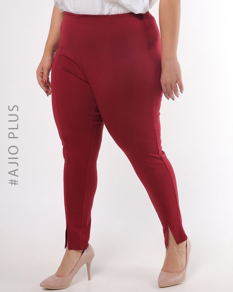 Buy FOREVER 21 Women Burgundy Skinny Fit Solid Trousers  Trousers for Women  2362296  Myntra