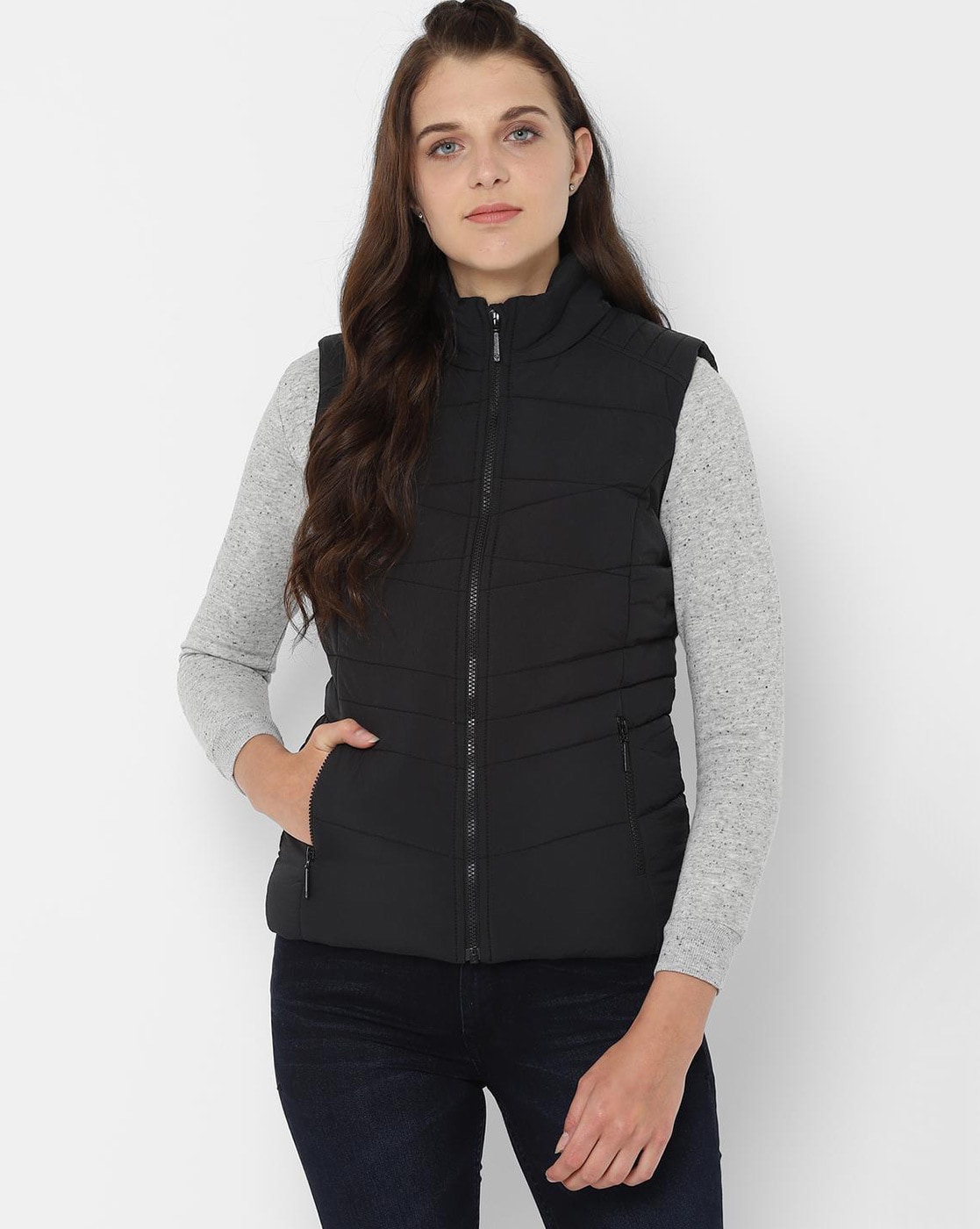 Buy Women Black Textured Casual Jacket Online - 302060 | Allen Solly