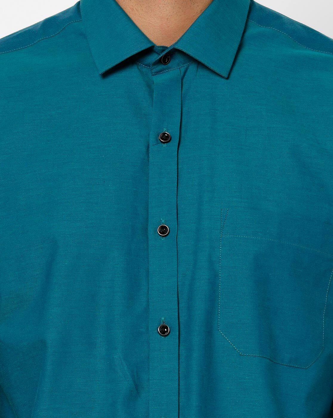 Dark Seafoam Green Solid Plain Mens Full Sleeve Shirt vlr.eng.br