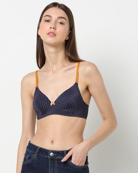 Buy Amante Non-Padded Non-Wired Full Coverage T-Shirt Bra - Navy Blue Online