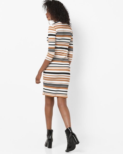 striped bodycon dress midi