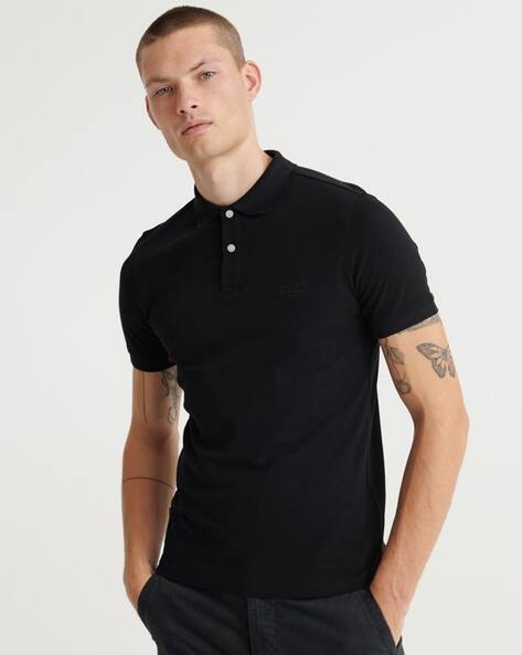 superdry black polo