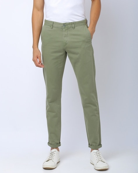Olive Green Color Cotton Trousers For Men  Rajmohar