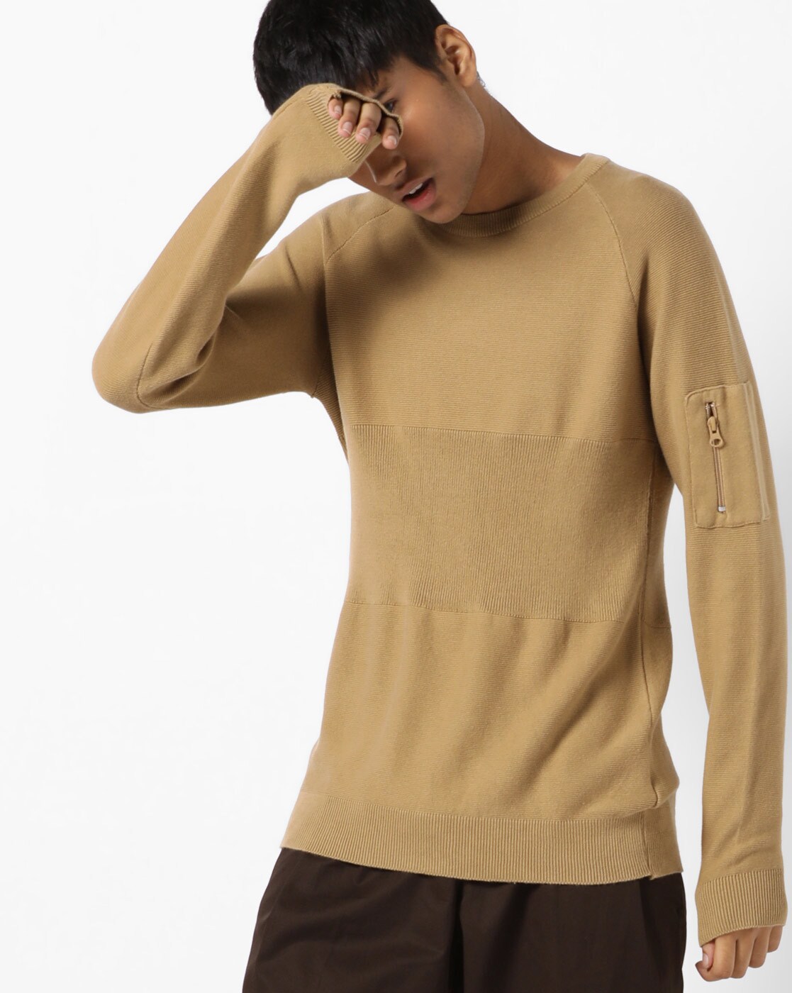 khaki crew neck sweatshirt