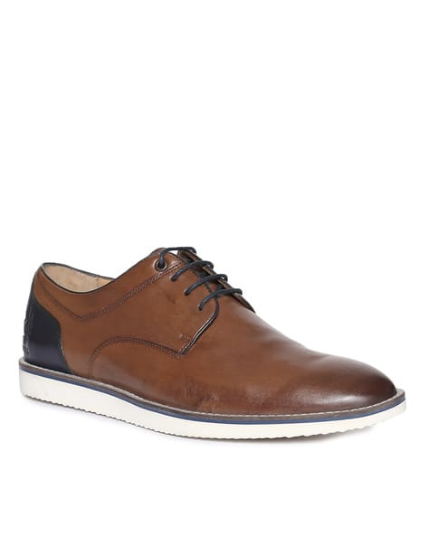 Leather Derby Shoes with Contrast Sole