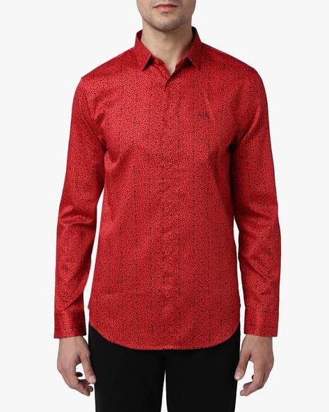 Armani red hot sale shirt