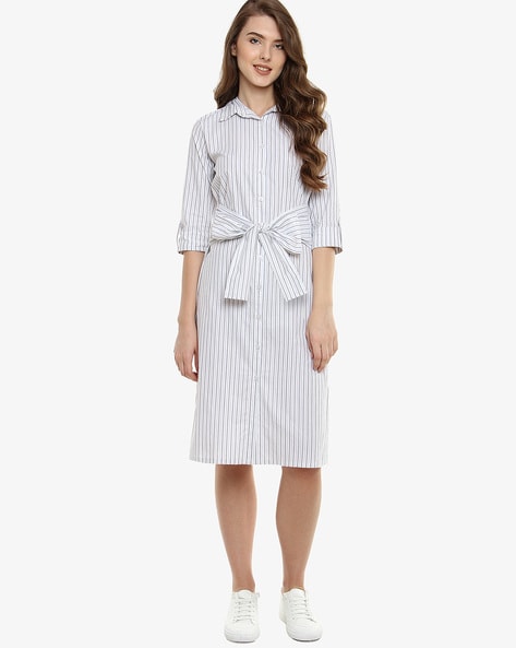 white shirt dress tie waist