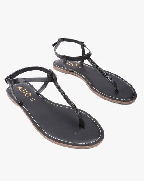 Buy Black Flat Sandals for Women by AJIO Online | Ajio.com