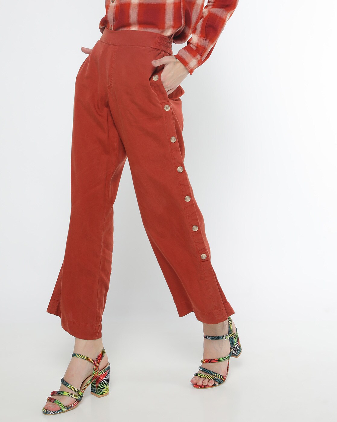 Buy WESTERN WEAR Slim Fit Pleated Trousers with Fabric Belt online   Looksgudin