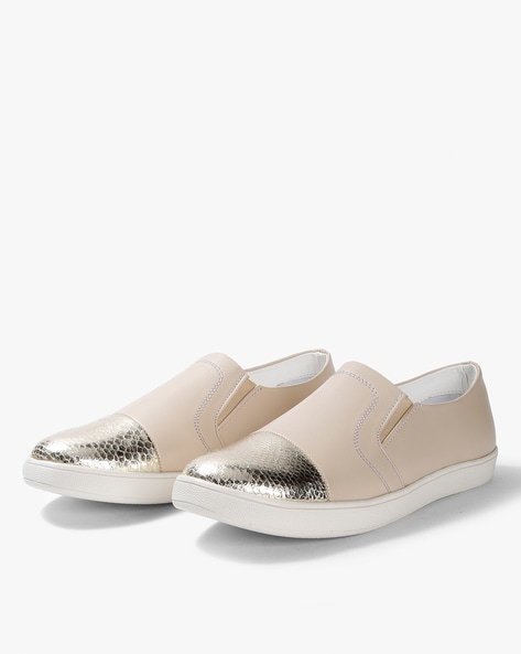 cream slip on shoes