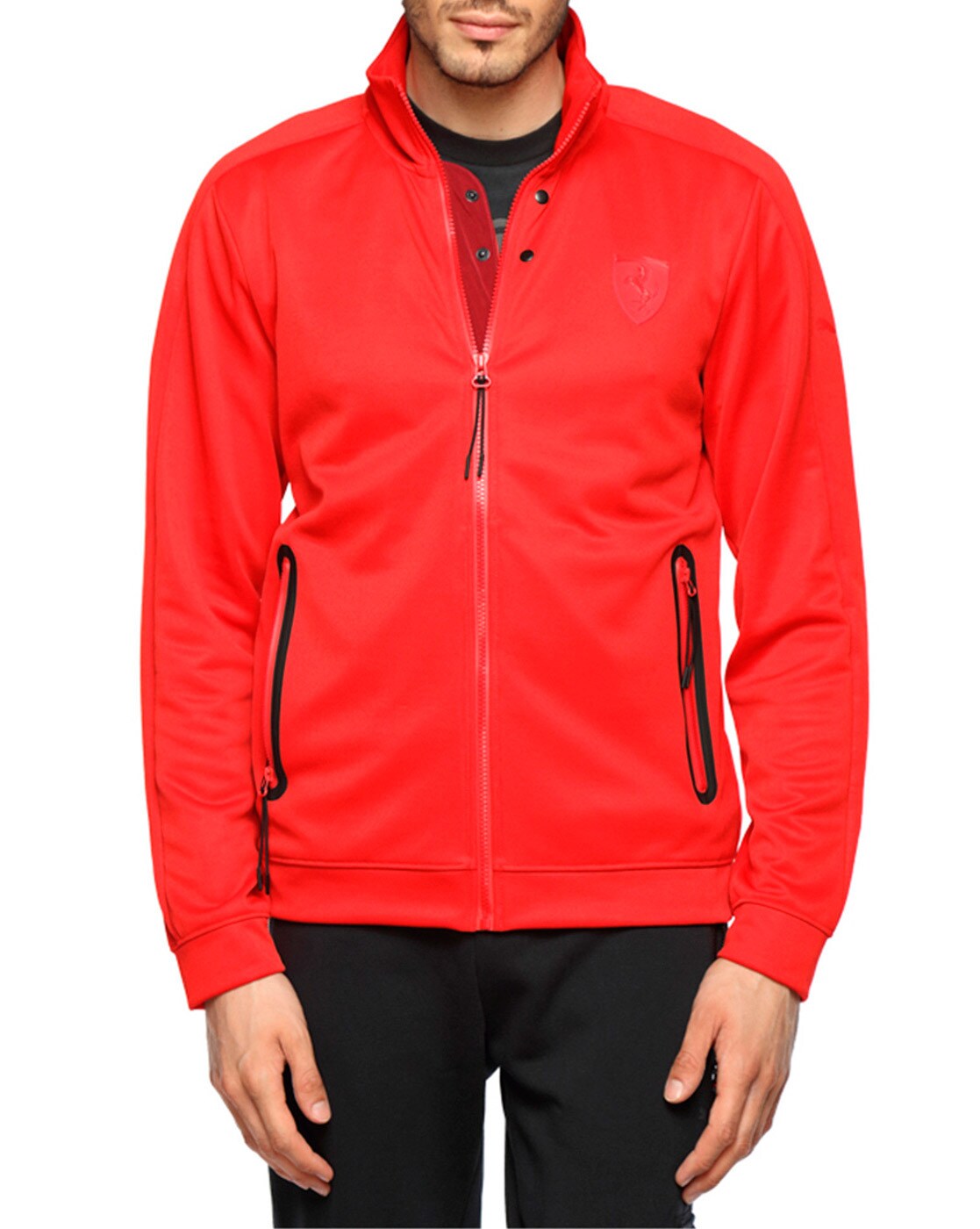 red track jacket with pockets