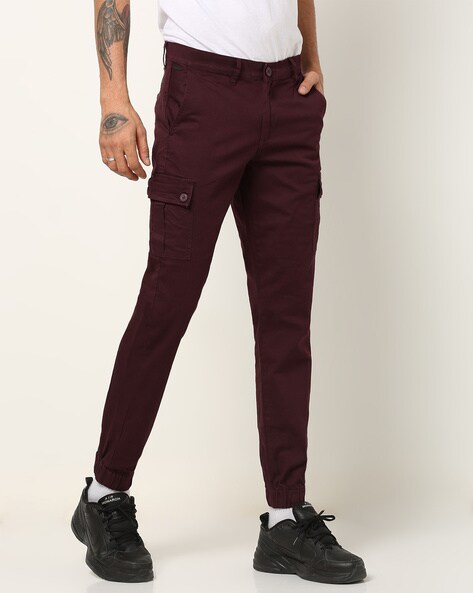 burgundy cargo pants mens
