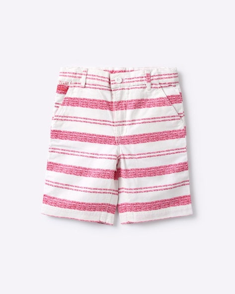 pink and white striped shorts