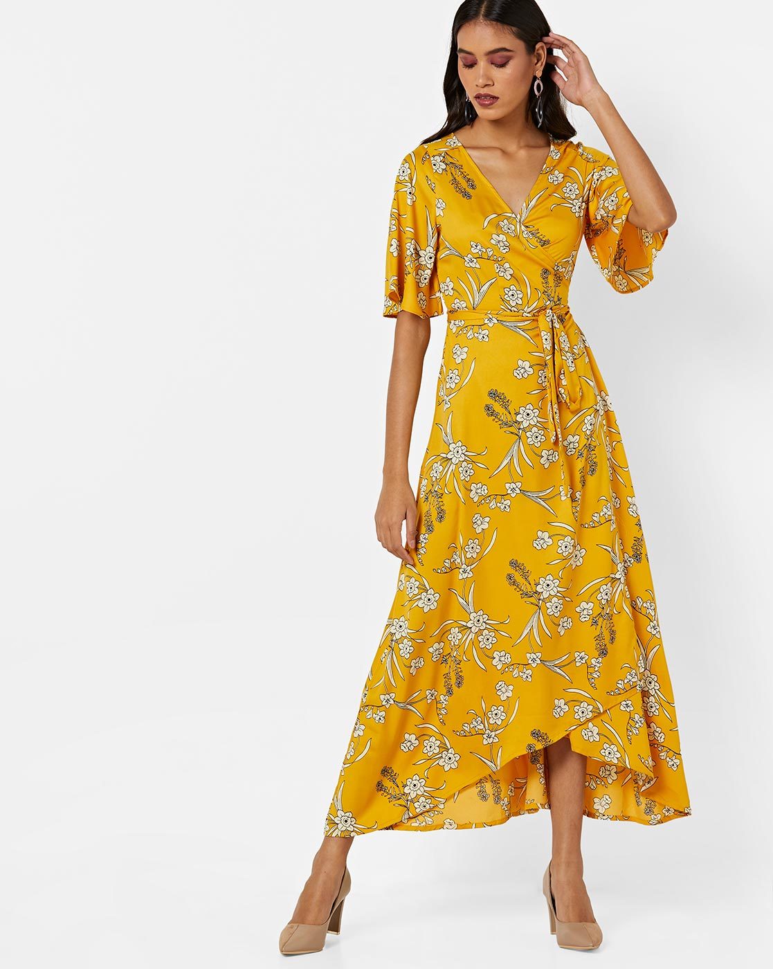 yellow dress ajio