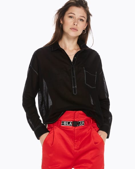 red denim shirt womens