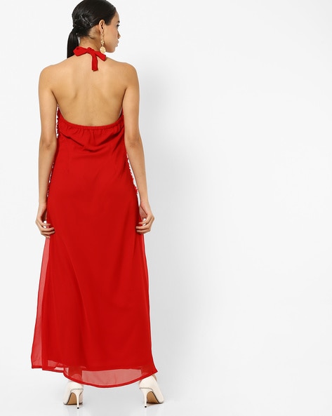 red halter neck dress zara