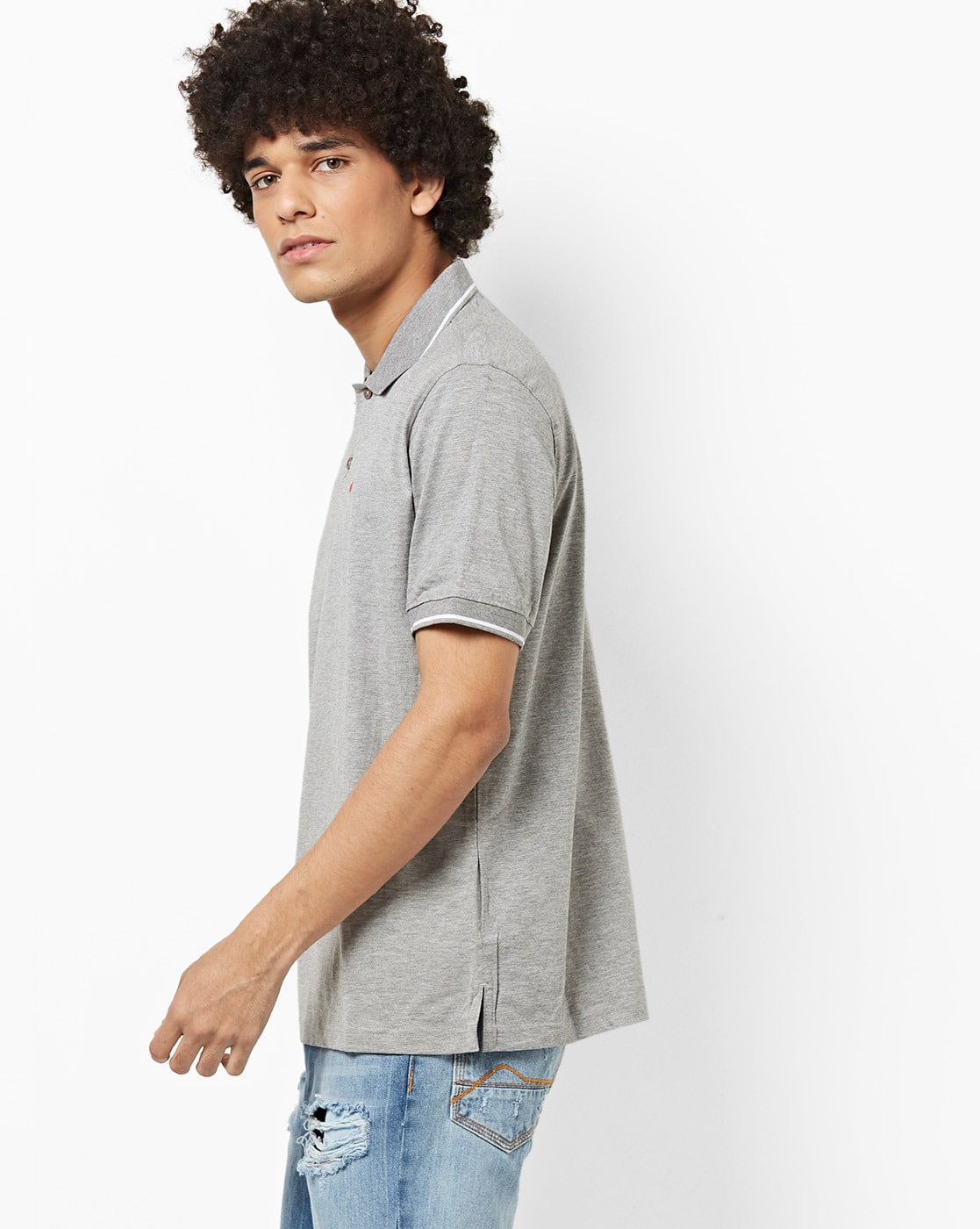 Buy Grey Wills Lifestyle Slim Fit Cotton Polo Tshirt AJIO