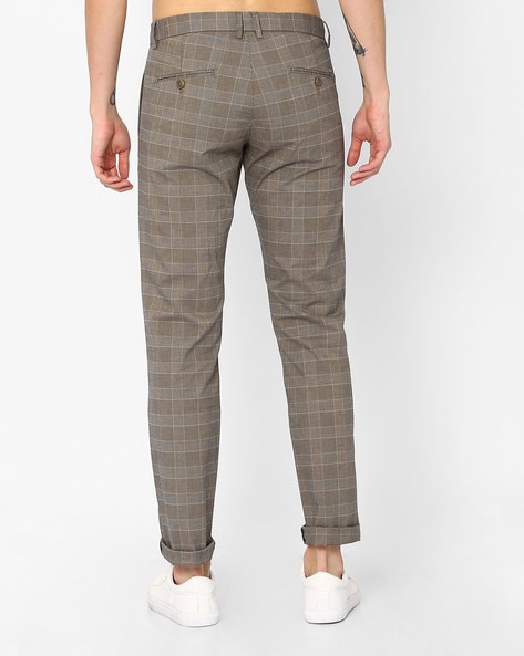 MAUVAIS Grey Check Cropped Trousers with Detachable Chain - MAUVAIS