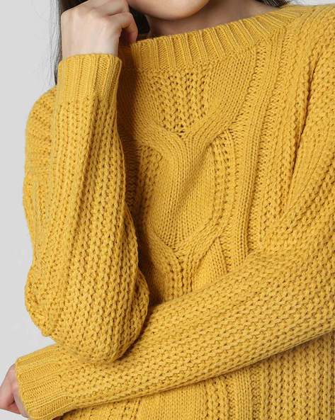 Cableknit Pullover -- Yellow