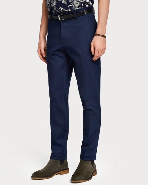Buy Blackberrys Navy Skinny Fit Flat Front Trousers for Mens Online  Tata  CLiQ