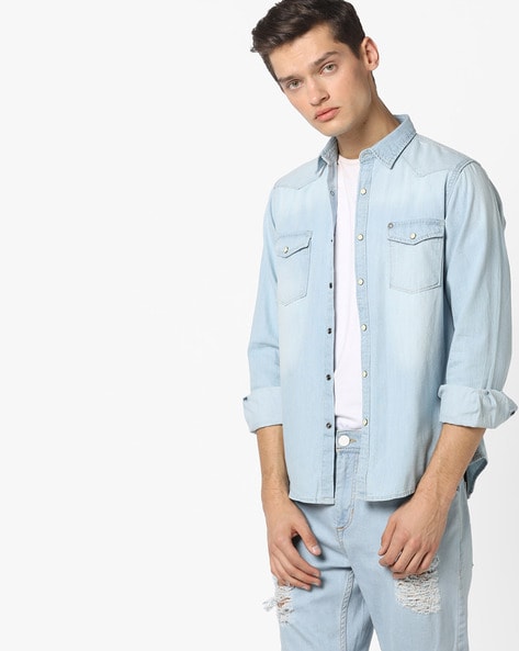 light blue denim shirt mens