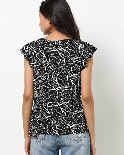 Printed Top with Ruffled Sleeves (Image - 2)