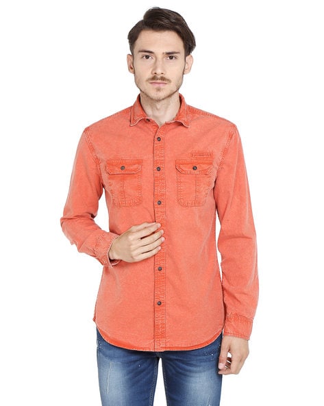 Buy U S Polo Assn Denim Co Men Orange Pure Cotton Casual Shirt - Shirts for  Men 16342314 | Myntra