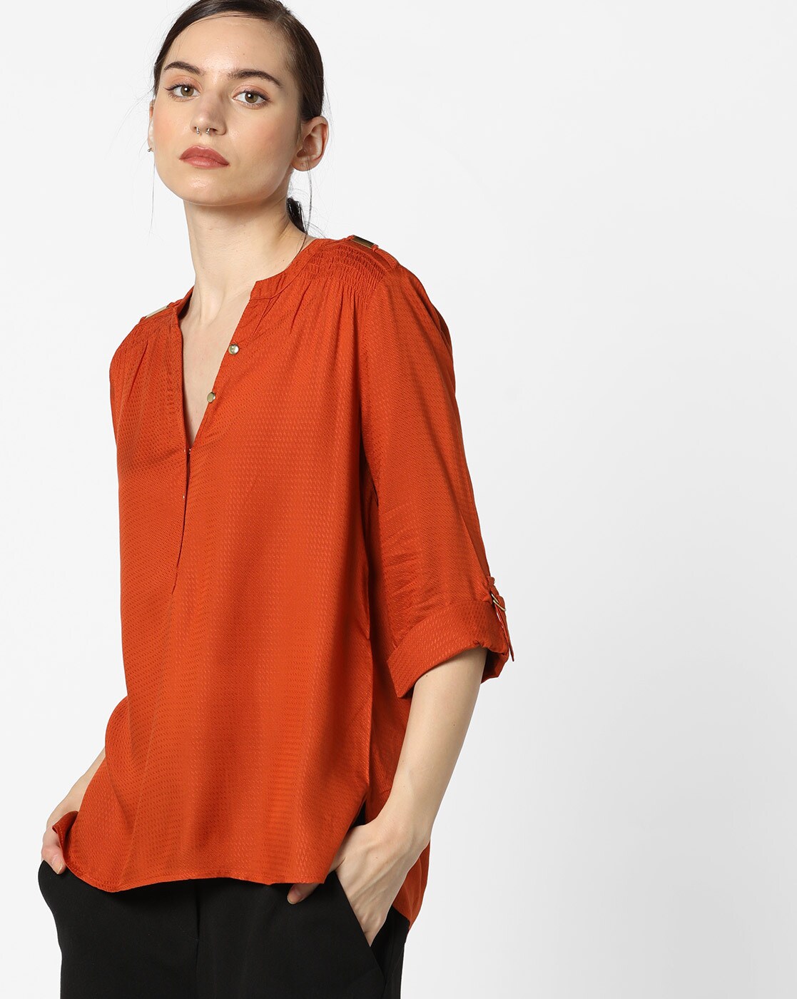 Buy Rust Orange Tops for Women by ONLY 