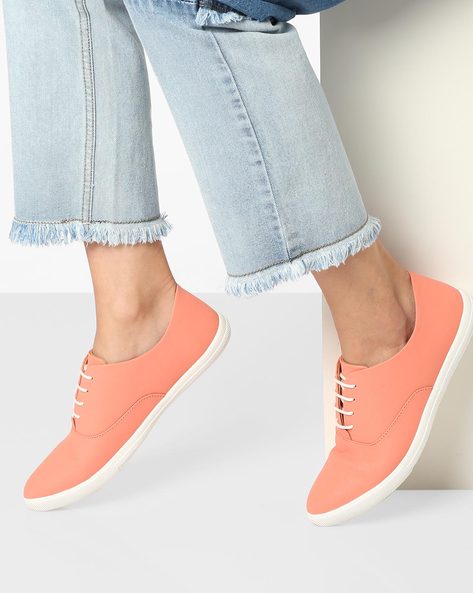 Peach Casual Shoes for Women by AJIO 