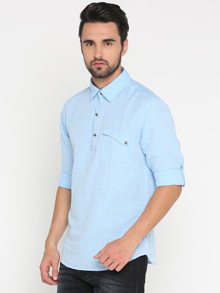 Buy Light Blue WITH Checked Shirt | AJIO