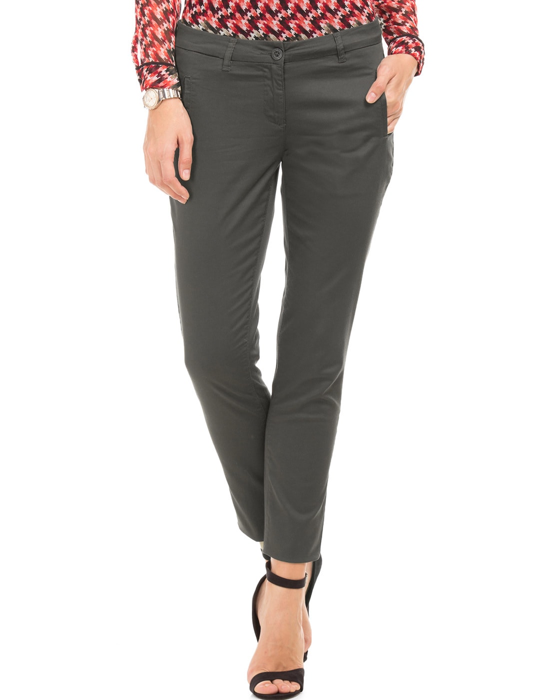 dark grey slim fit trousers womens