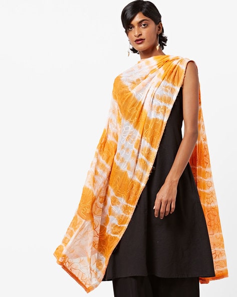 Ombre-Dyed Chiffon Dupatta with Embroidery Price in India