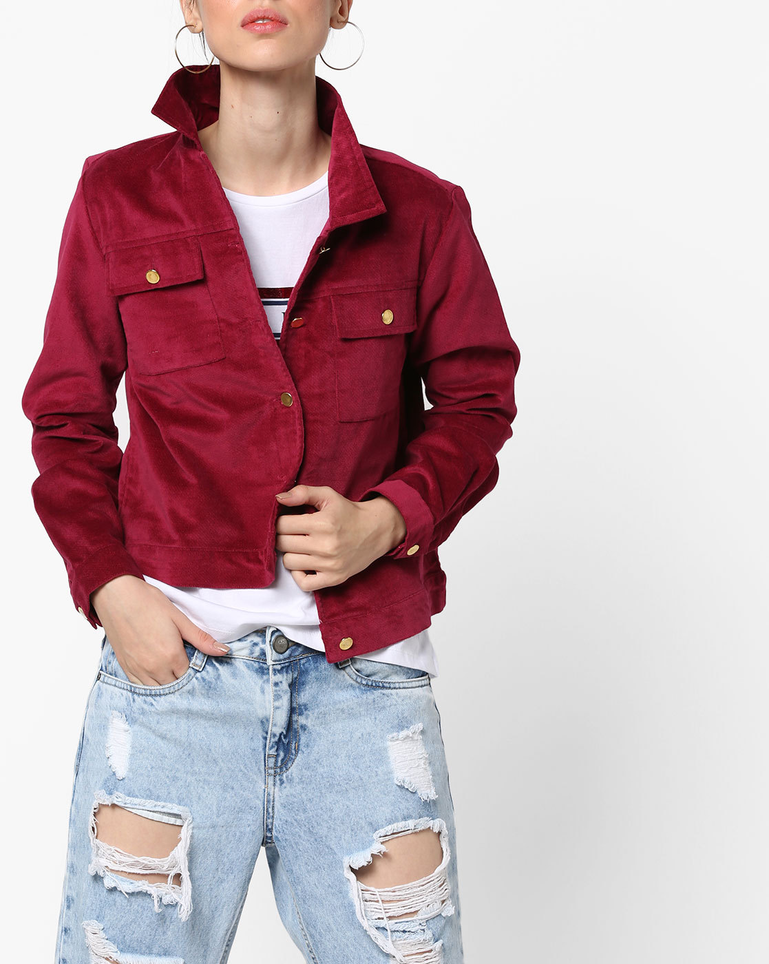 maroon corduroy jacket womens