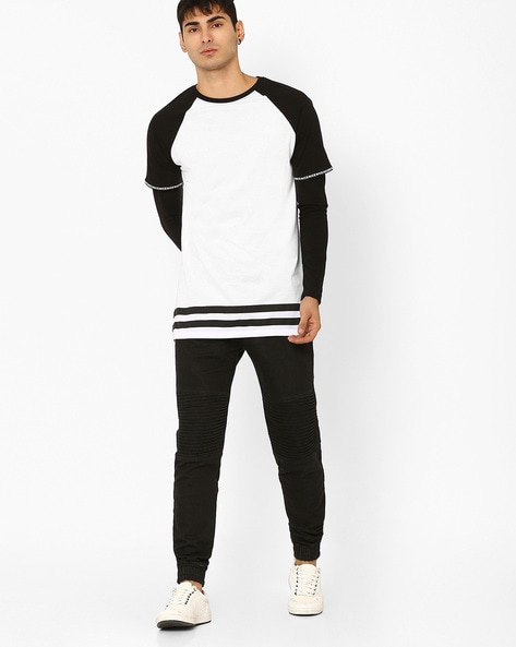 And Now This Men's Oversized-Fit Layered Contrast Long-Sleeve T