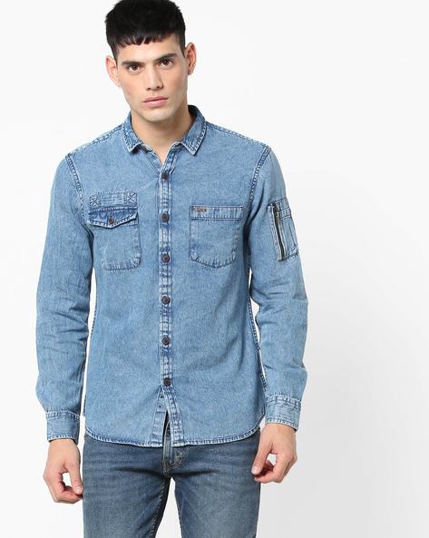 Ajio deals denim shirt